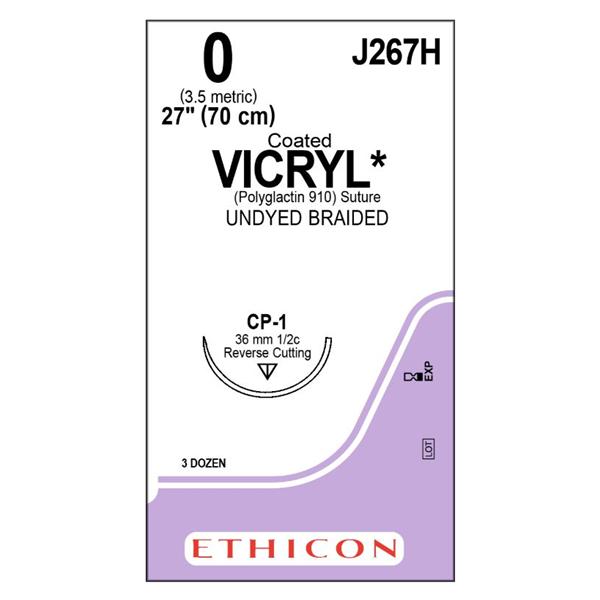 Suture 0 Polyglactin 910 CP-1 Vicryl Undyed 27